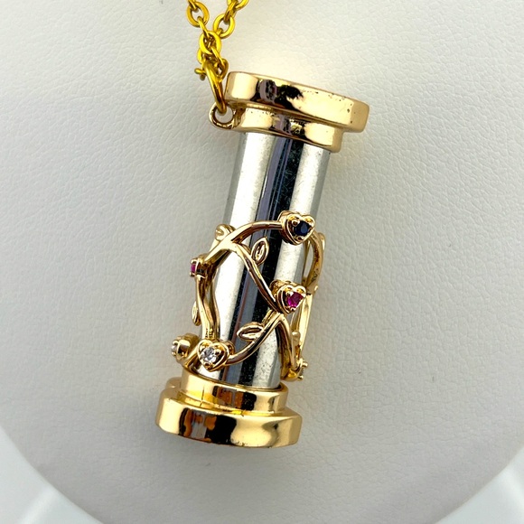 Gold Toned Semi Precious Gem Stone Kaleidoscope Pendant Necklace - Picture 4 of 10